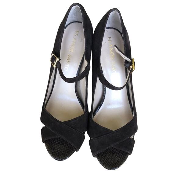 Franco Sarto Peep Toe Heels Valita Women 7M Shoes Dark Brown Suede Pump READ - Picture 4 of 16